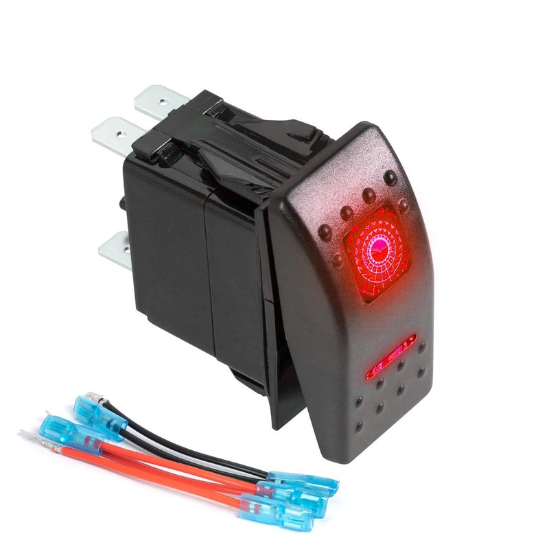FXC Rocker Switch 5Pin Laser On/Off Red LED Light 20A/12V 10A/24V Toggle Switch with Jumper Wires Set for Automotive Boat Marine Truck Jeep Off-Road Bus RV - Image 1